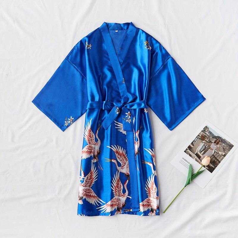 Elegant Satin Kimono Robe