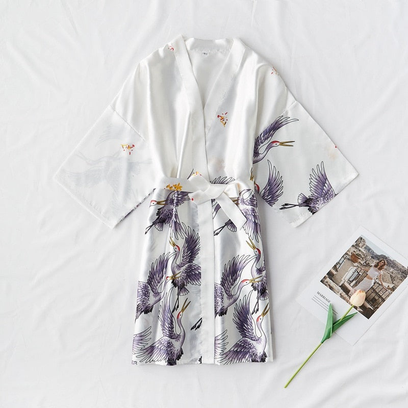 Elegant Satin Kimono Robe