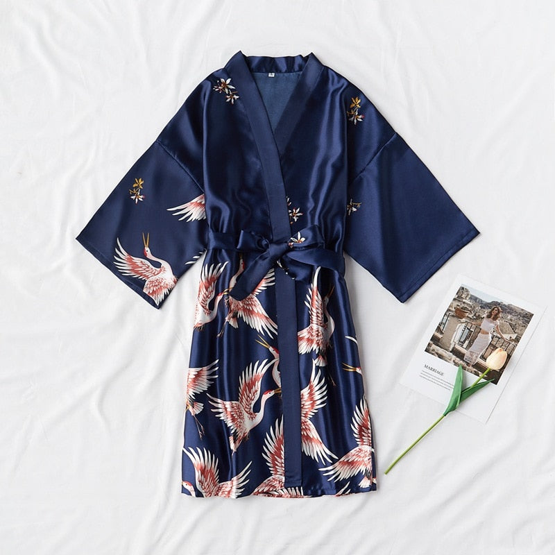 Elegant Satin Kimono Robe