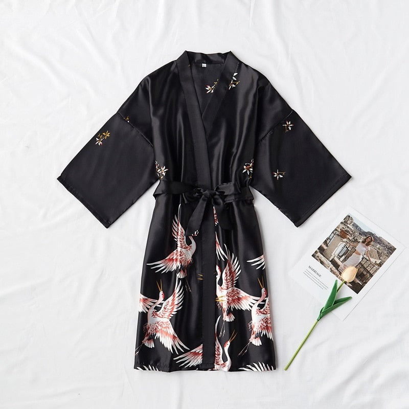 Elegant Satin Kimono Robe