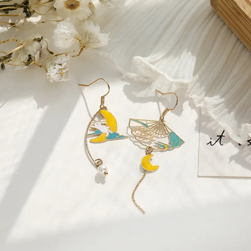 Crane and Fan Earring Collection