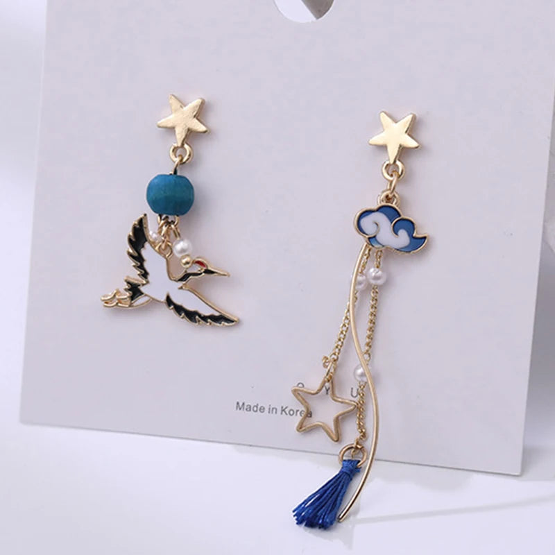 Crane and Fan Earring Collection