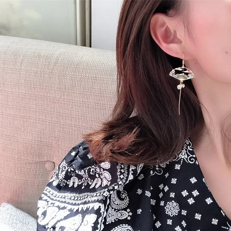 Crane and Fan Earring Collection