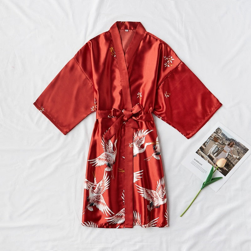 Elegant Satin Kimono Robe