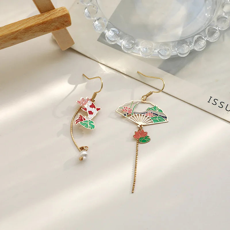 Crane and Fan Earring Collection