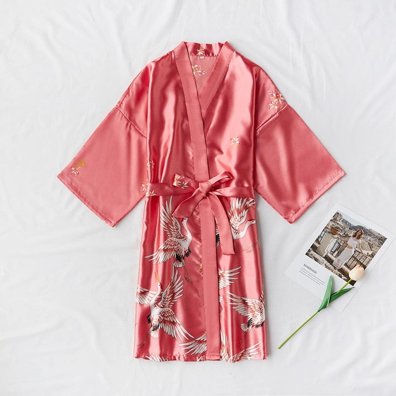 Elegant Satin Kimono Robe
