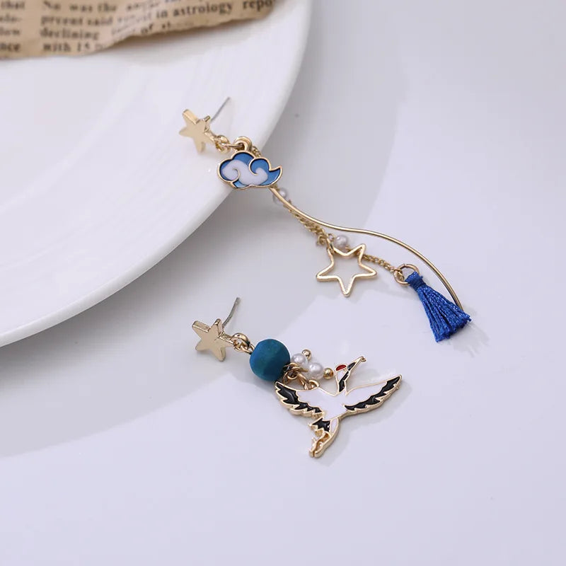 Crane and Fan Earring Collection
