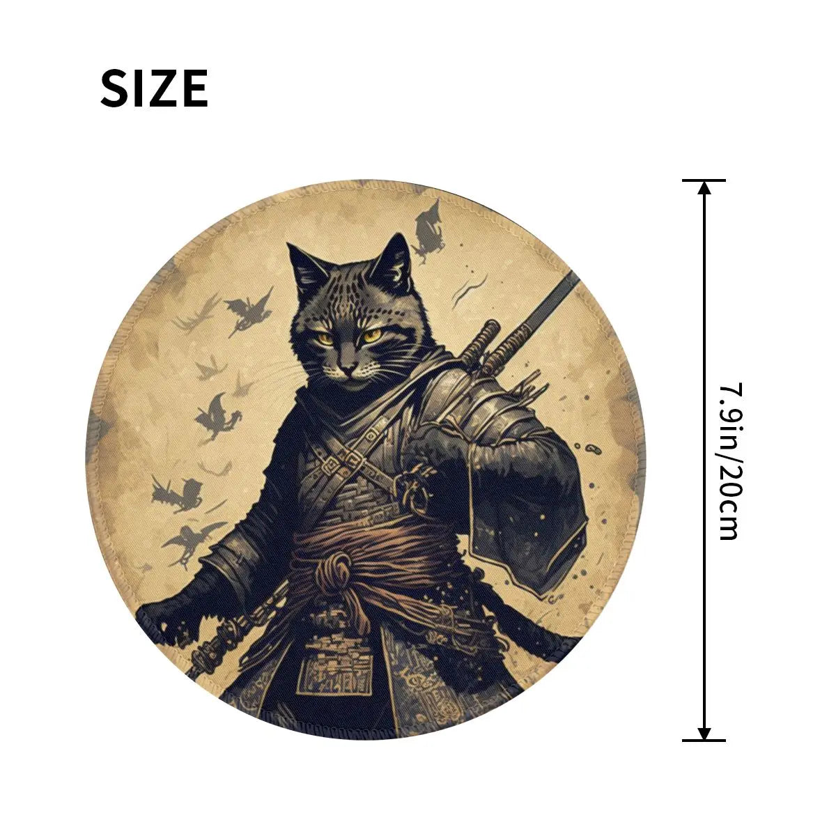 Samurai Cat Mouse Pad