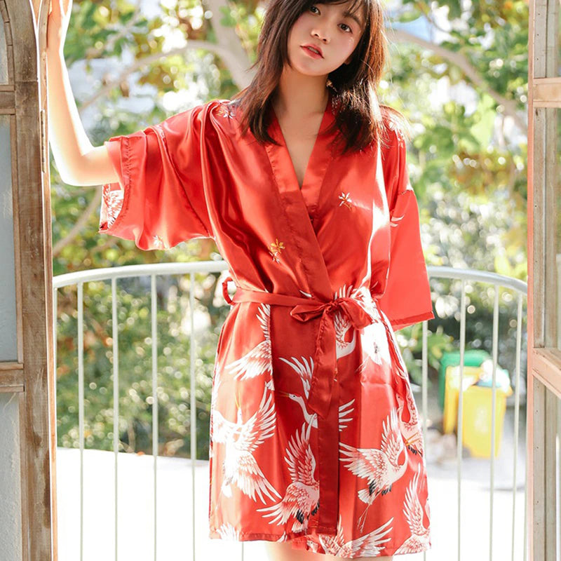 Elegant Satin Kimono Robe