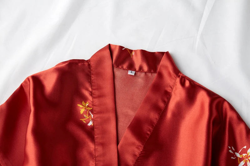 Elegant Satin Kimono Robe