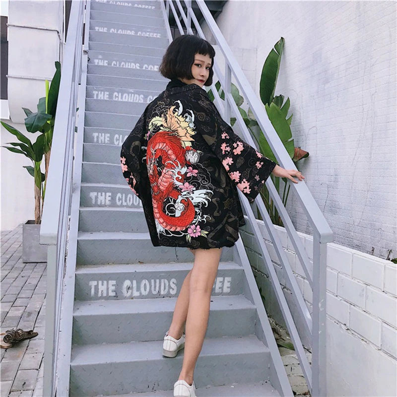 Blazing Dragon Kimono Top