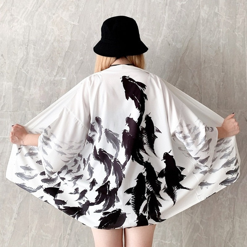 Travelling Koi Kimono Top