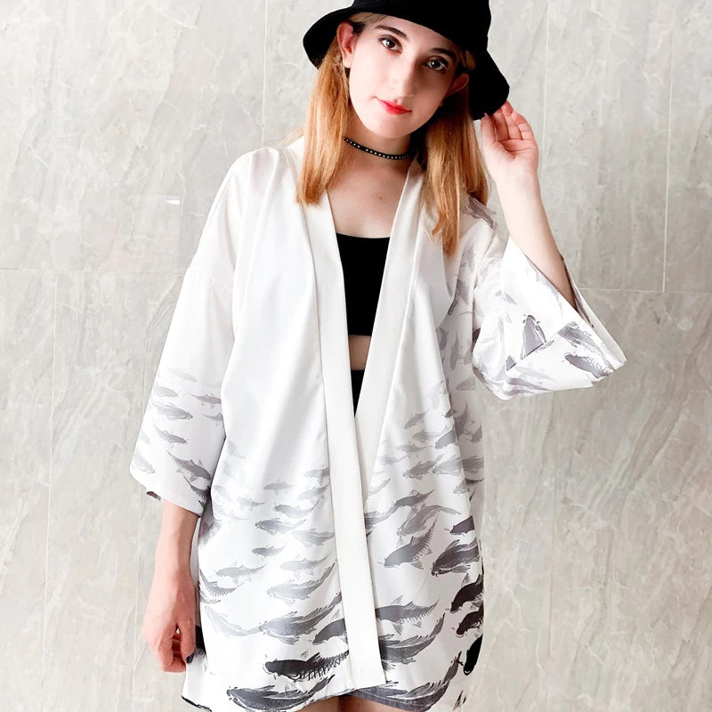 Travelling Koi Kimono Top