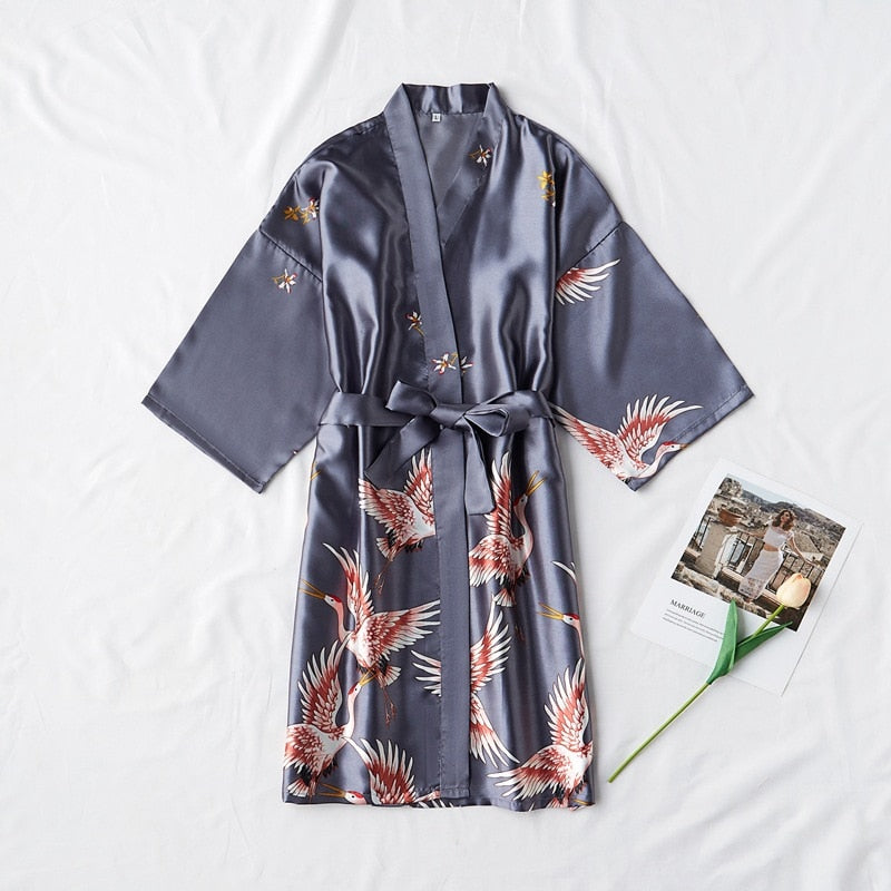 Elegant Satin Kimono Robe