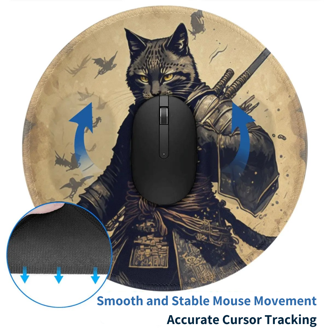 Samurai Cat Mouse Pad