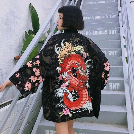 Blazing Dragon Kimono Top